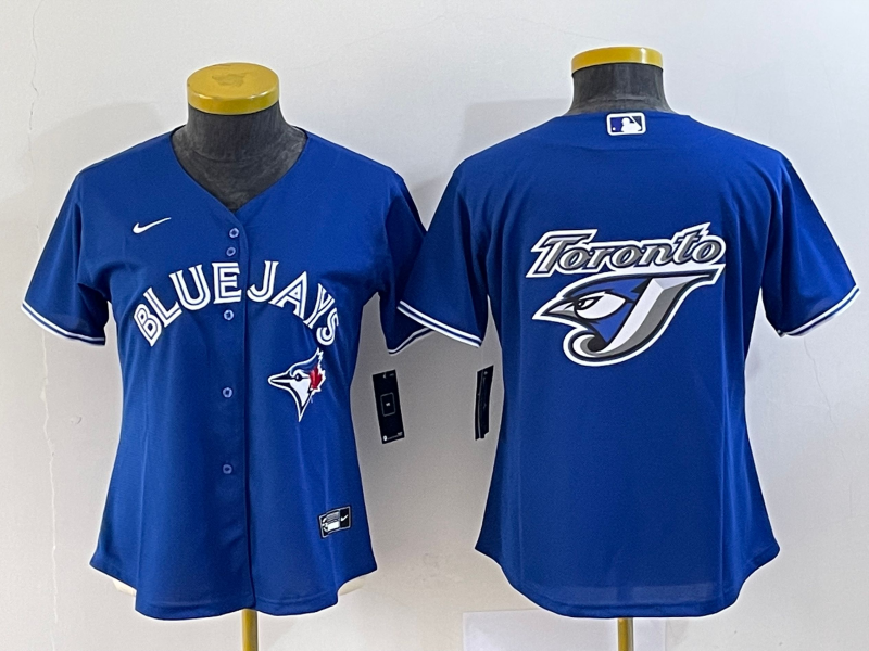 Women's Toronto Blue Jays Blue Team Big Logo Stitched Baseball Jersey(Run Small)